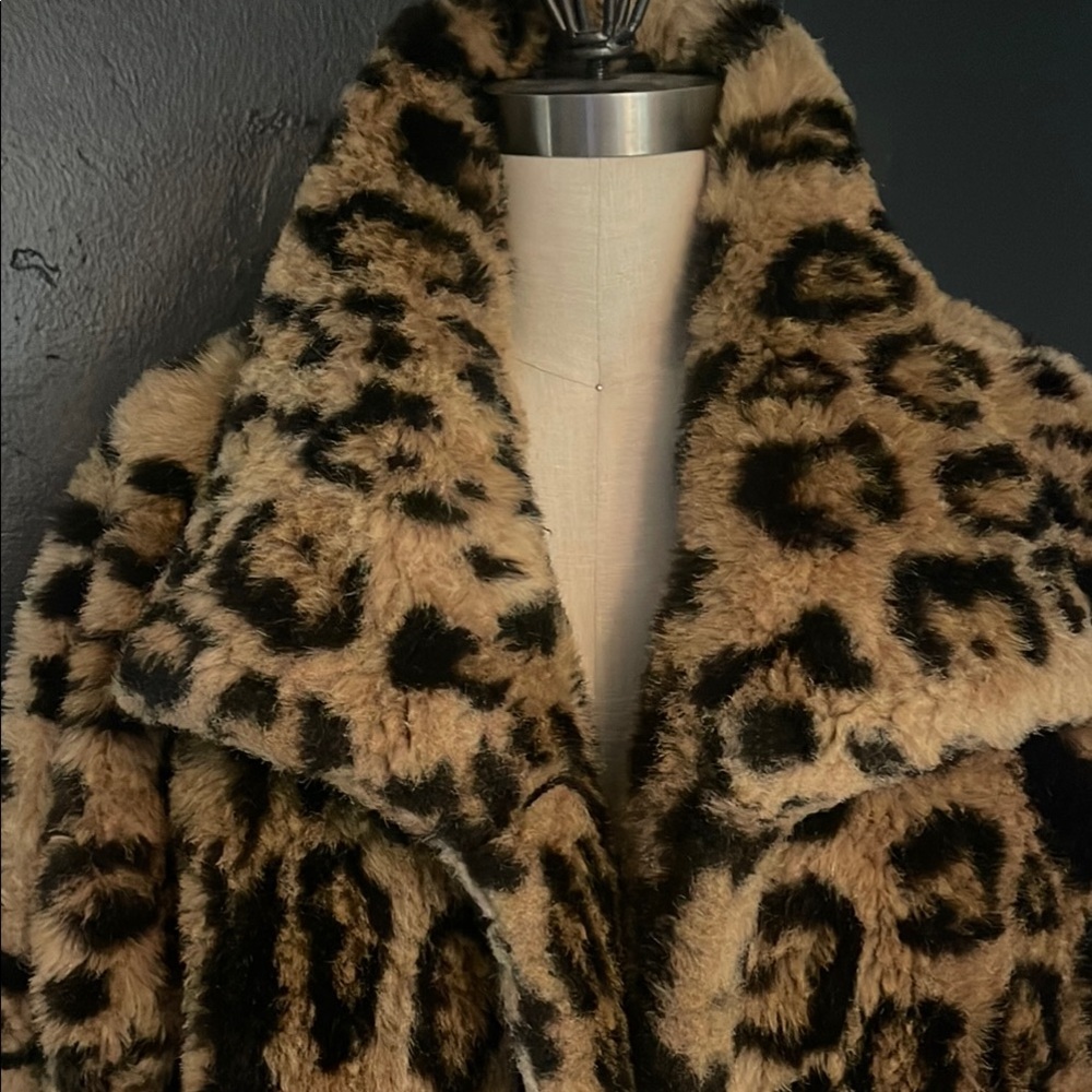 Vintage Brown and Black Teddy Jacket with Plush Texture